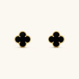 Klaver Zwarte Oorbellen